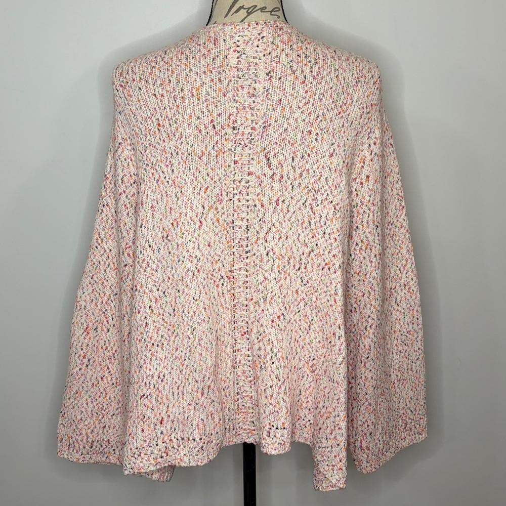 Habitat cotton blend cardigan sweater open front speckled multi color XL - Picture 3 of 7